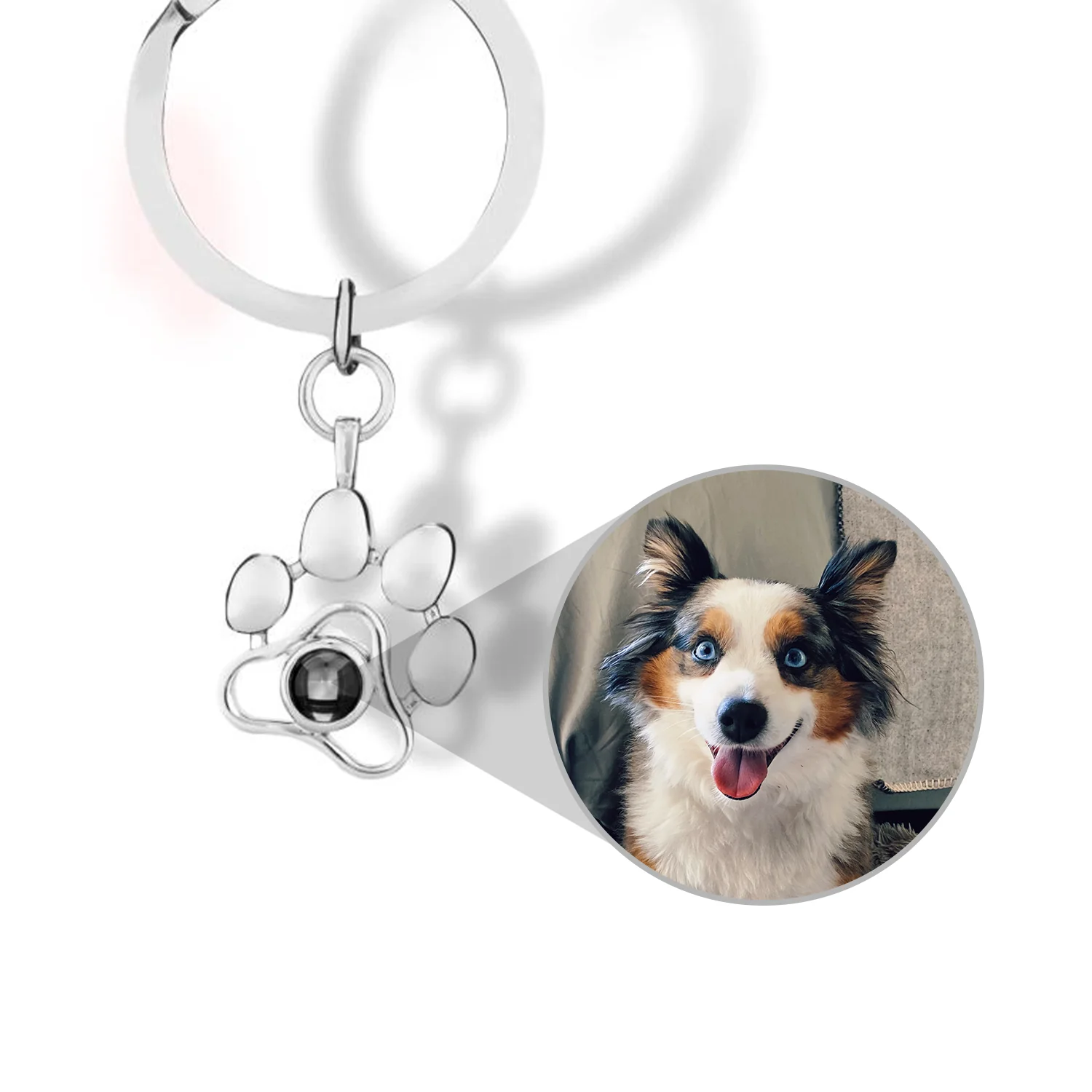 Pet Paw Photo Keychain
