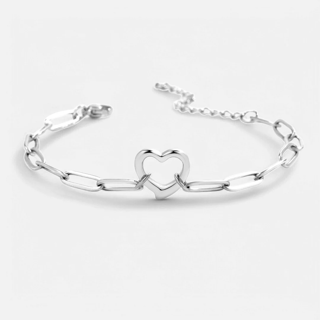 Open Heart Paperclip Chain Bracelet