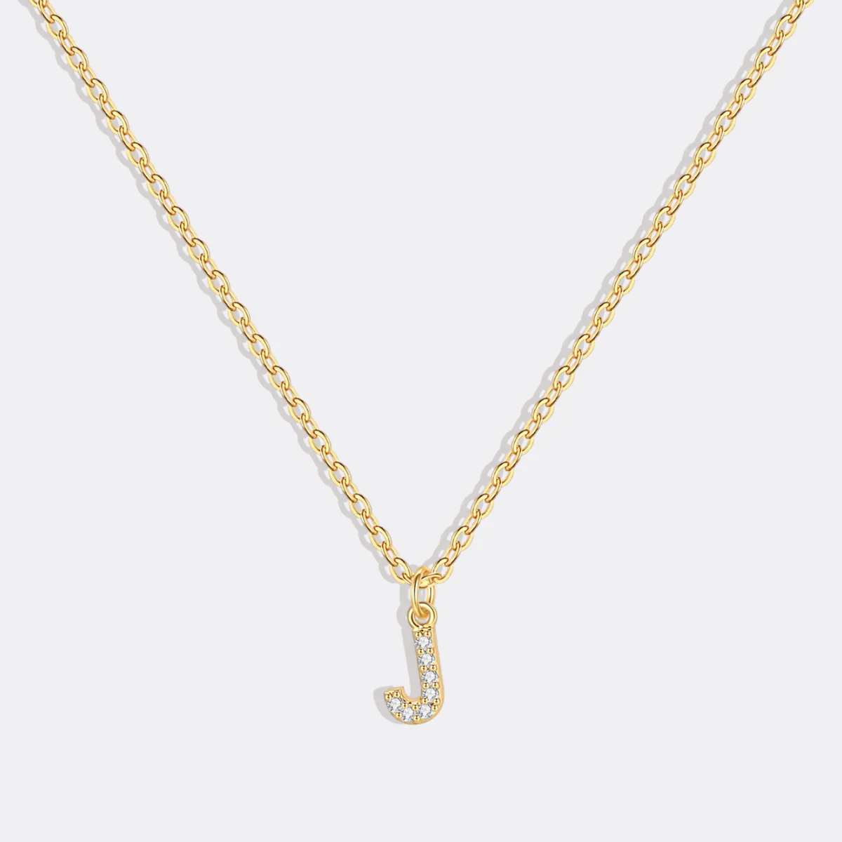 Gold Pavé Uppercase Initial Necklace