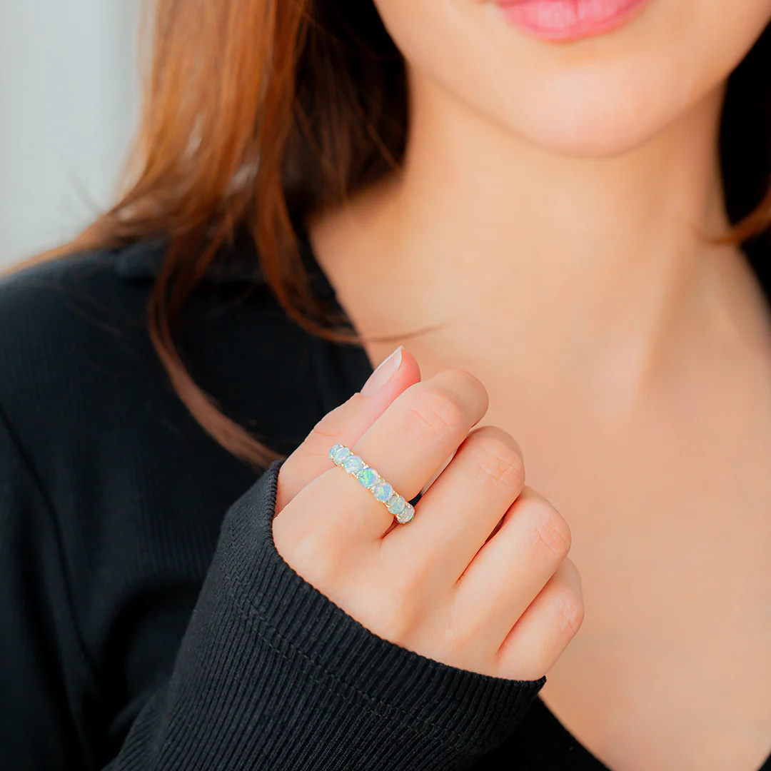 Blue Opal Eternity Ring