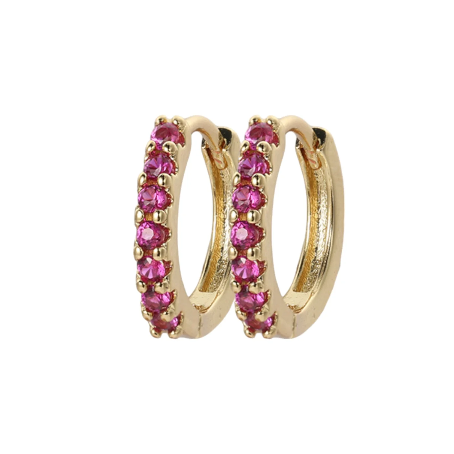 Gemstone Sleeper Huggie Hoop Earrings