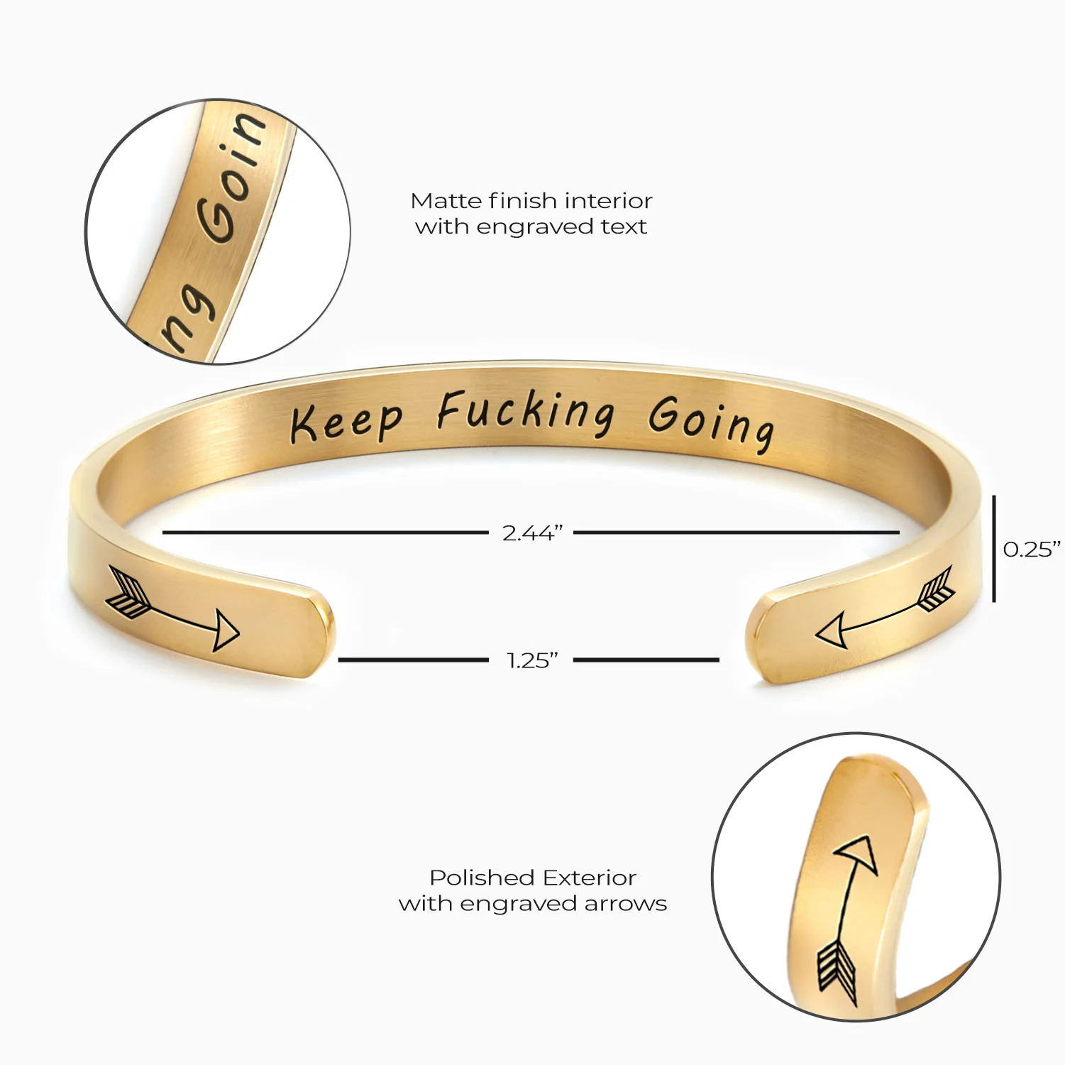 Keep Fucking Going Personalizable Cuff Bracelet