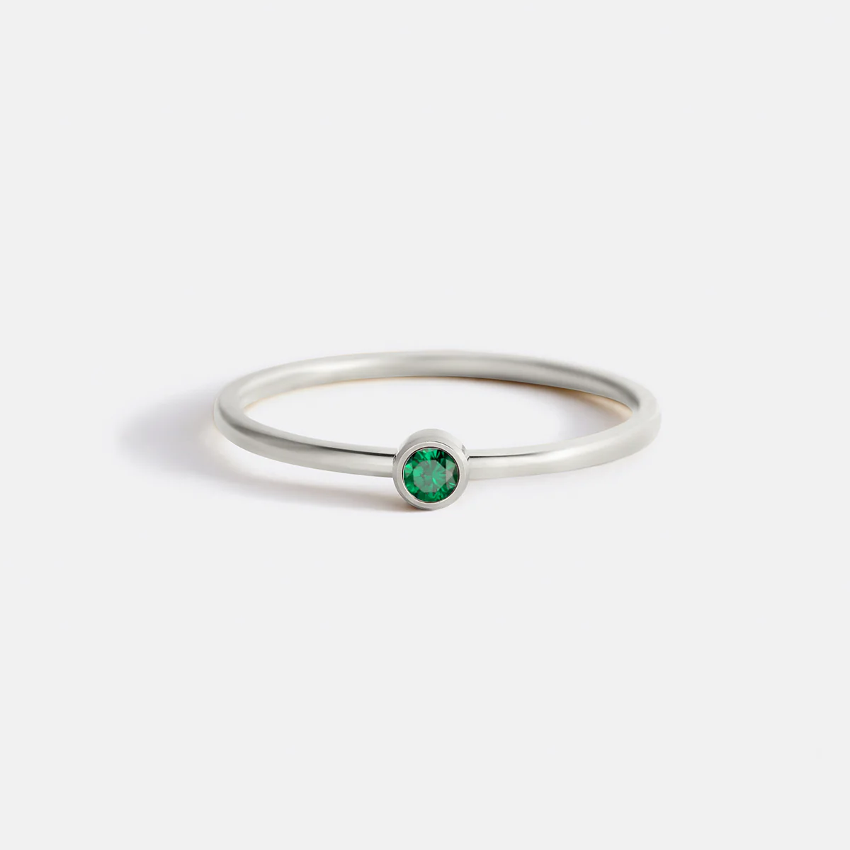 Minimalist Bezel-Set May Birthstone Stacking Band