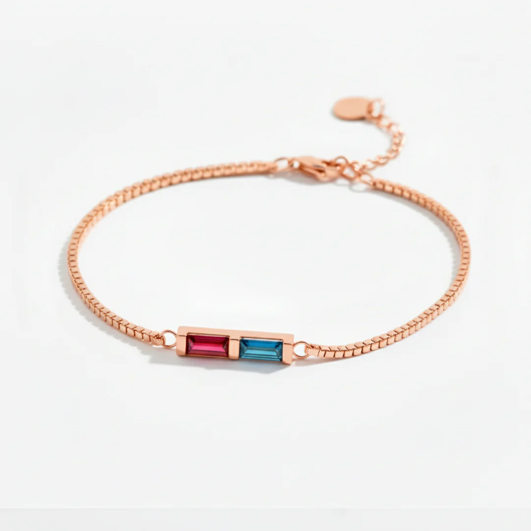 Dainty Baguette Birthstone Bracelet