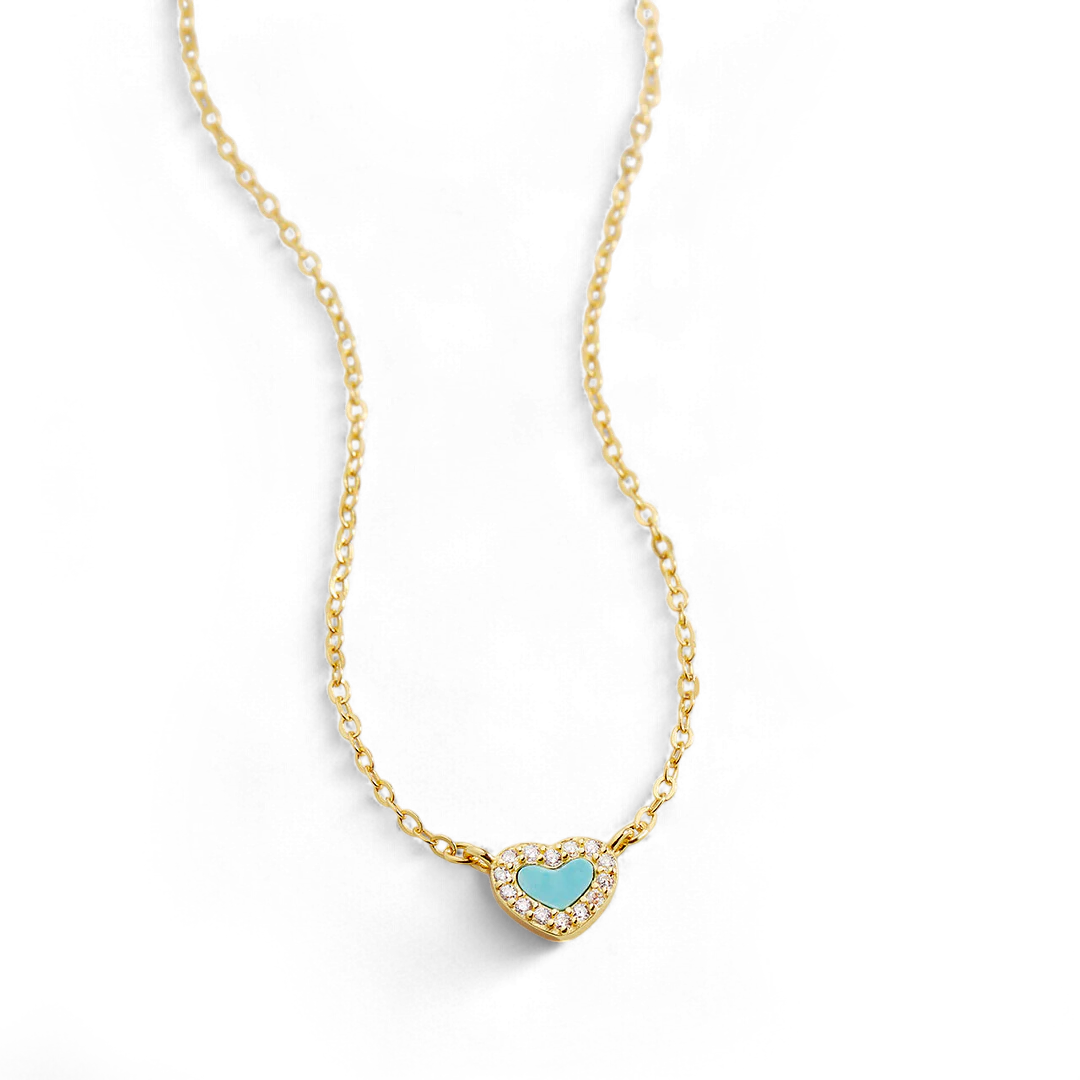 Tiny Turquoise Heart Choker