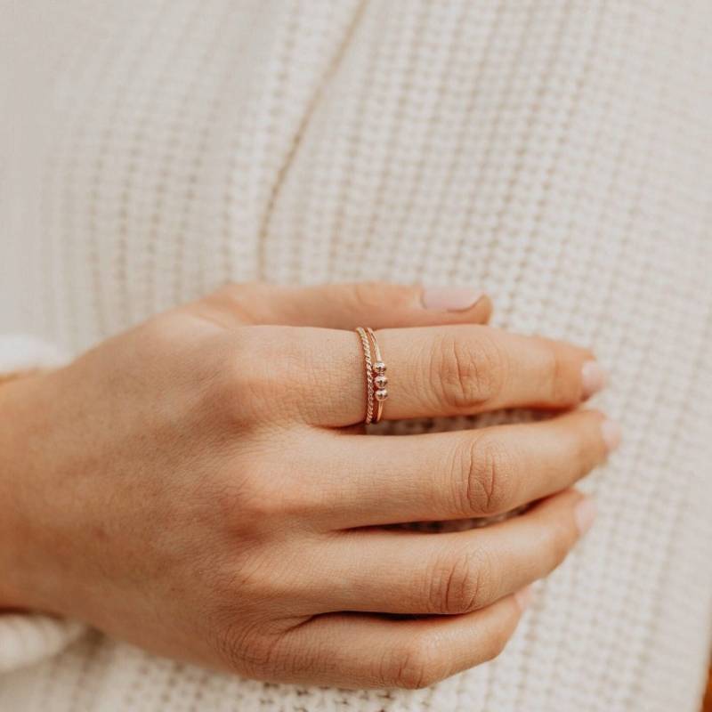 Dainty Stackable Beaded Fidget Ring Set