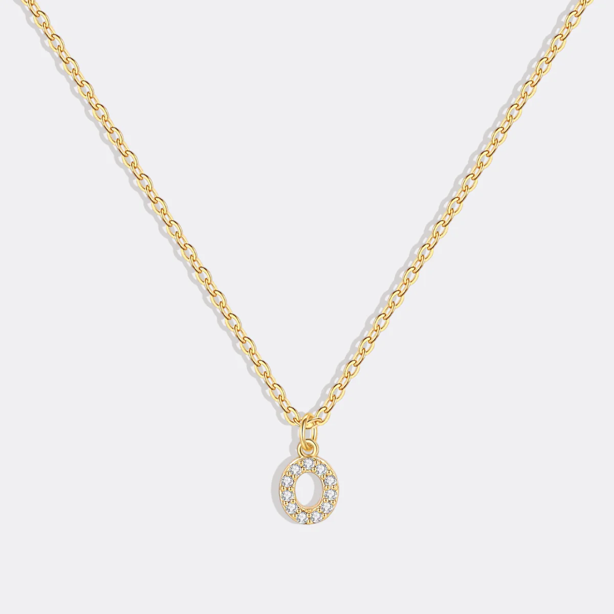 Gold Pavé Uppercase Initial Necklace