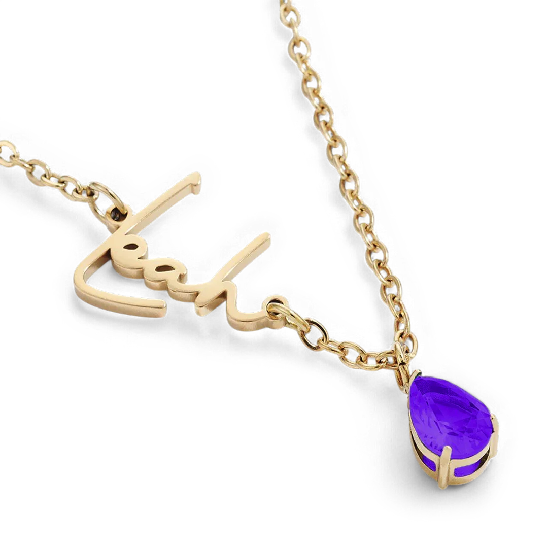 Handmade Birthstone Name Necklace