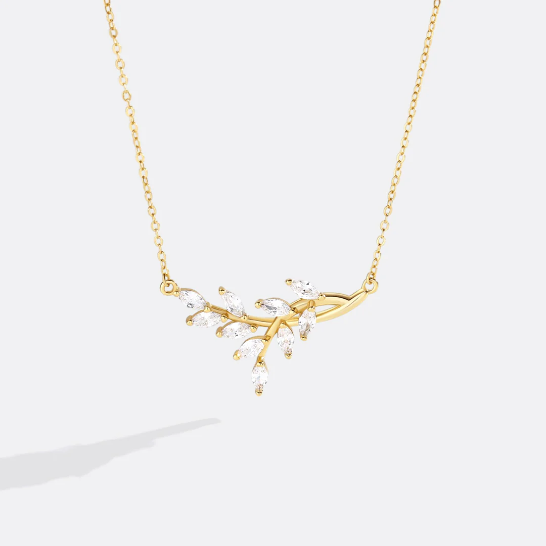 Birthstone Leaf Pendant Necklace