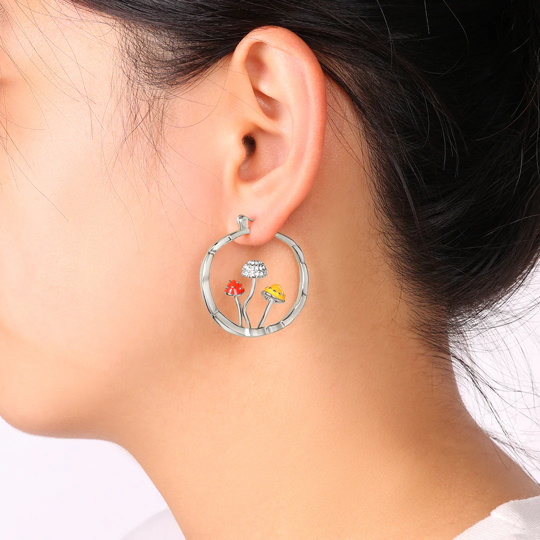 Boho Mushroom Hoop Earrings