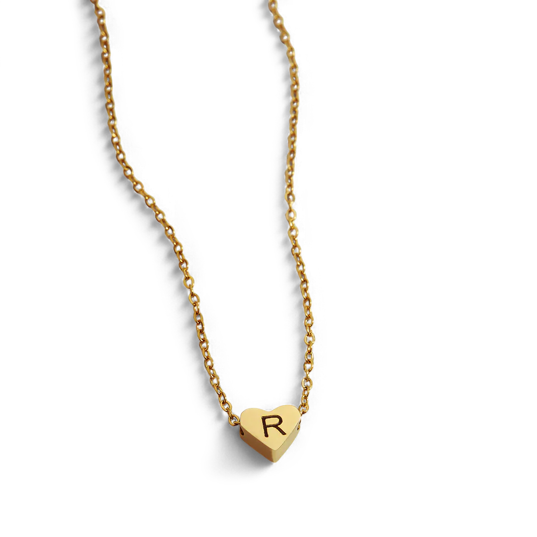 Dainty Heart Initial Necklace