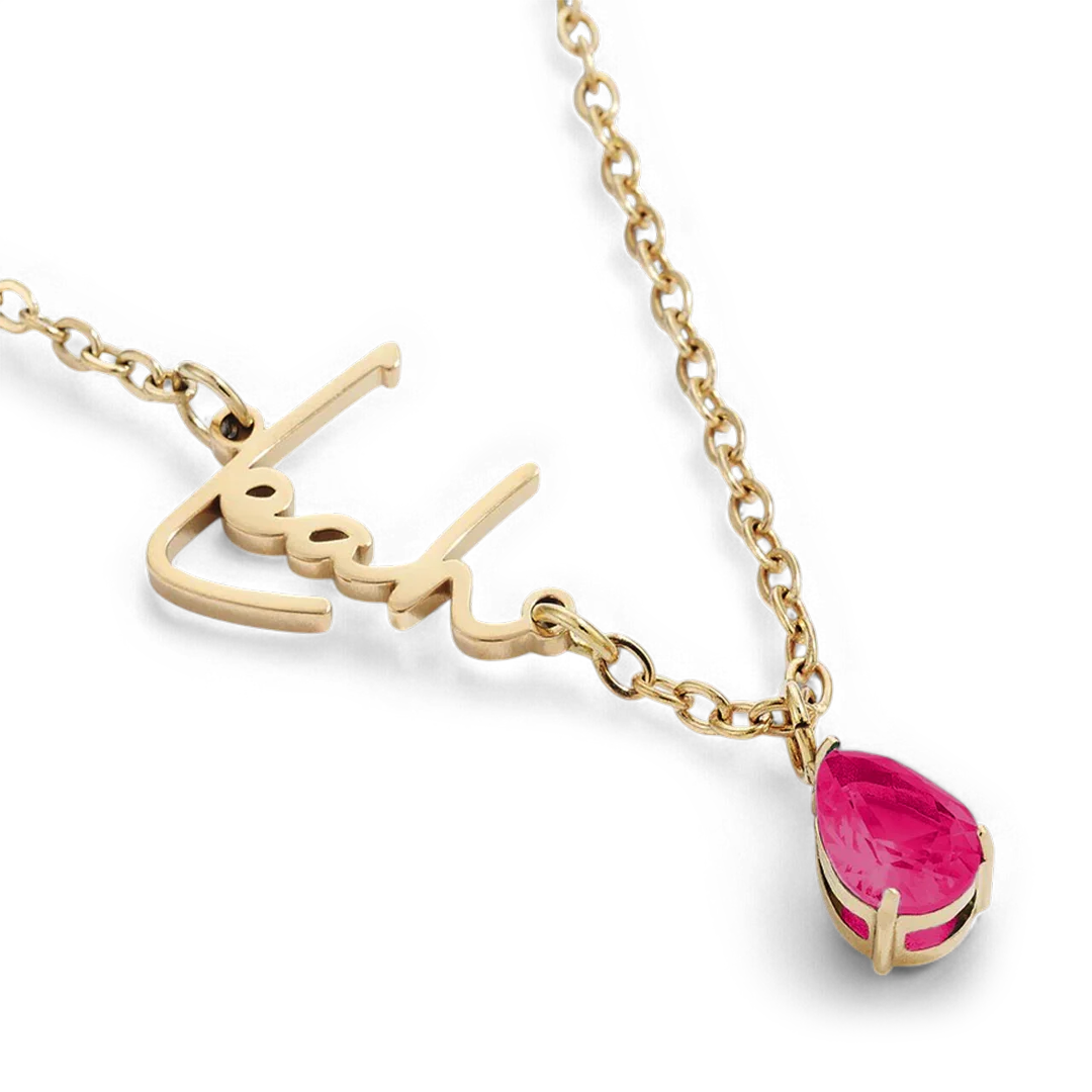 Handmade Birthstone Name Necklace