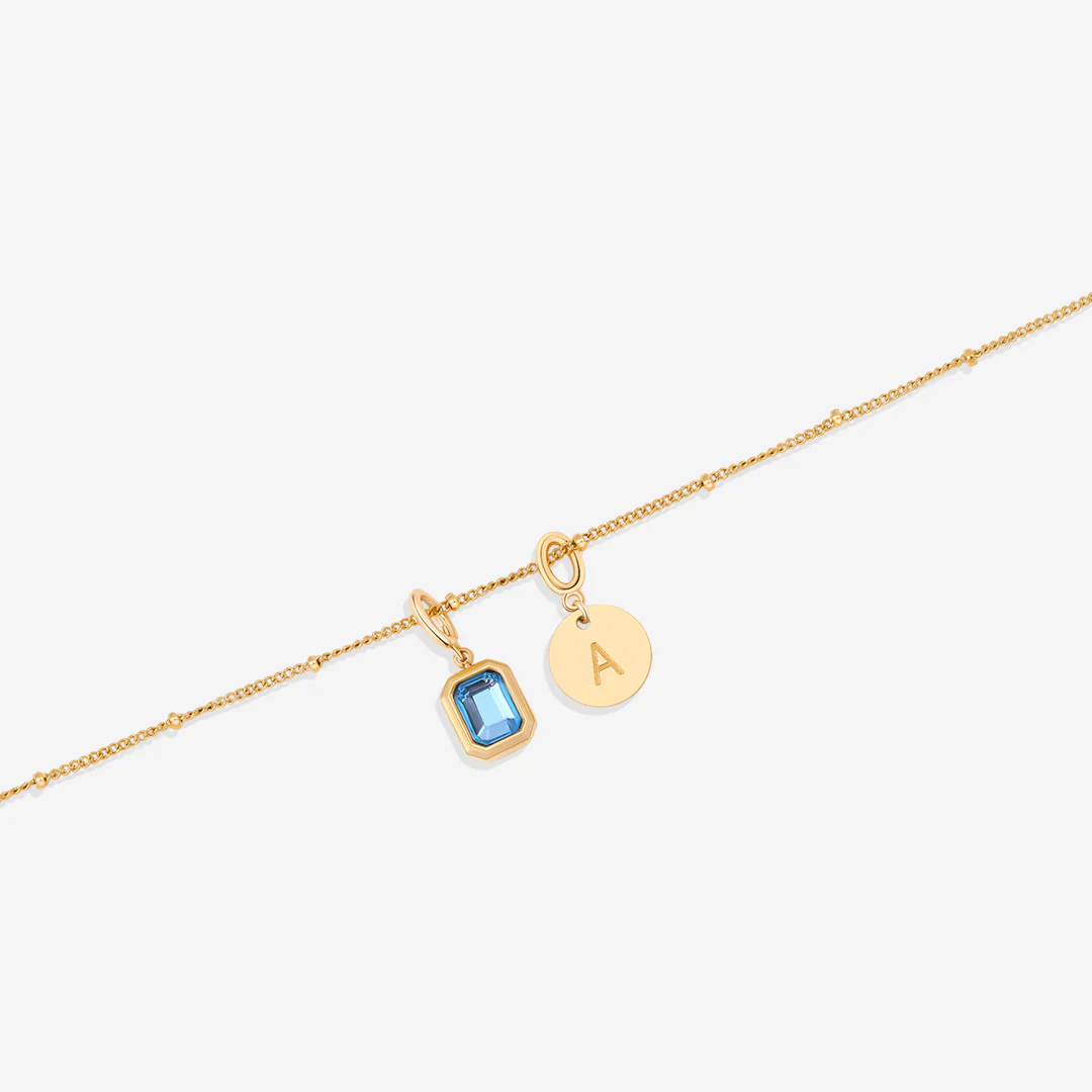 Baguette Birthstone & Initial Necklace