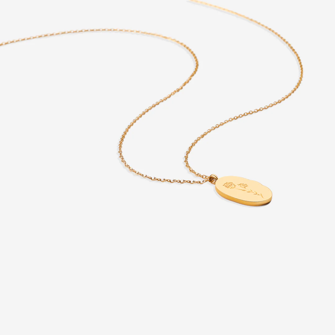 Gold Birth Flower Pendant Necklace