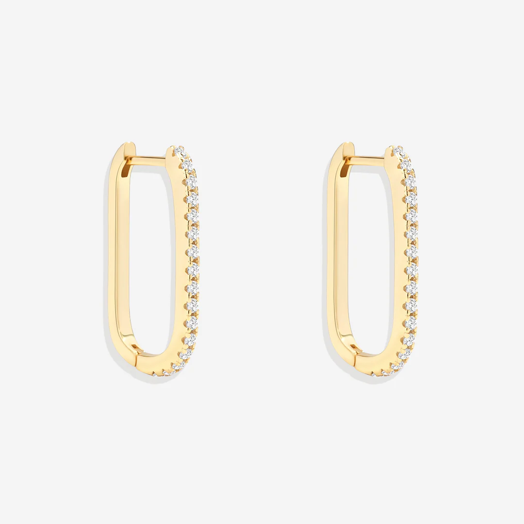 Square Pave Hoop Earrings