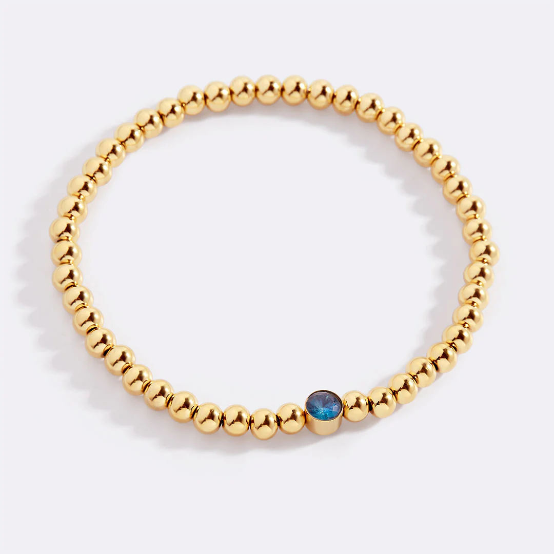 Gold Beaded Bubble Birthstone Bracelet