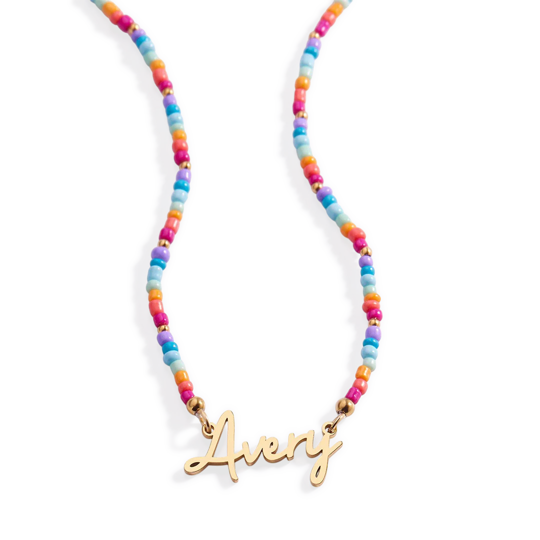 Beach Vibes Beaded Fairy Name Necklace