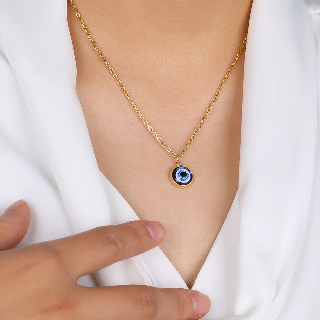 Dainty Boho Evil Eye Charm Necklace
