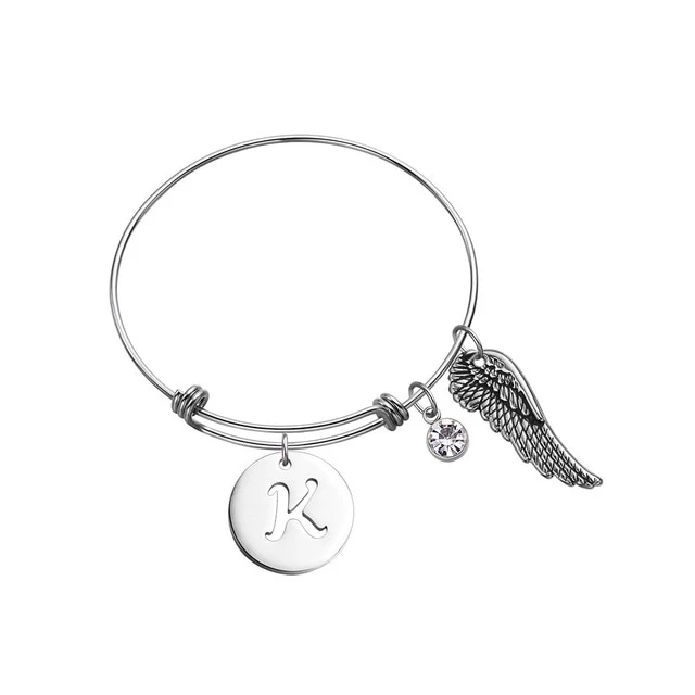 Custom Initial Guardian Angel's Wing Bracelet