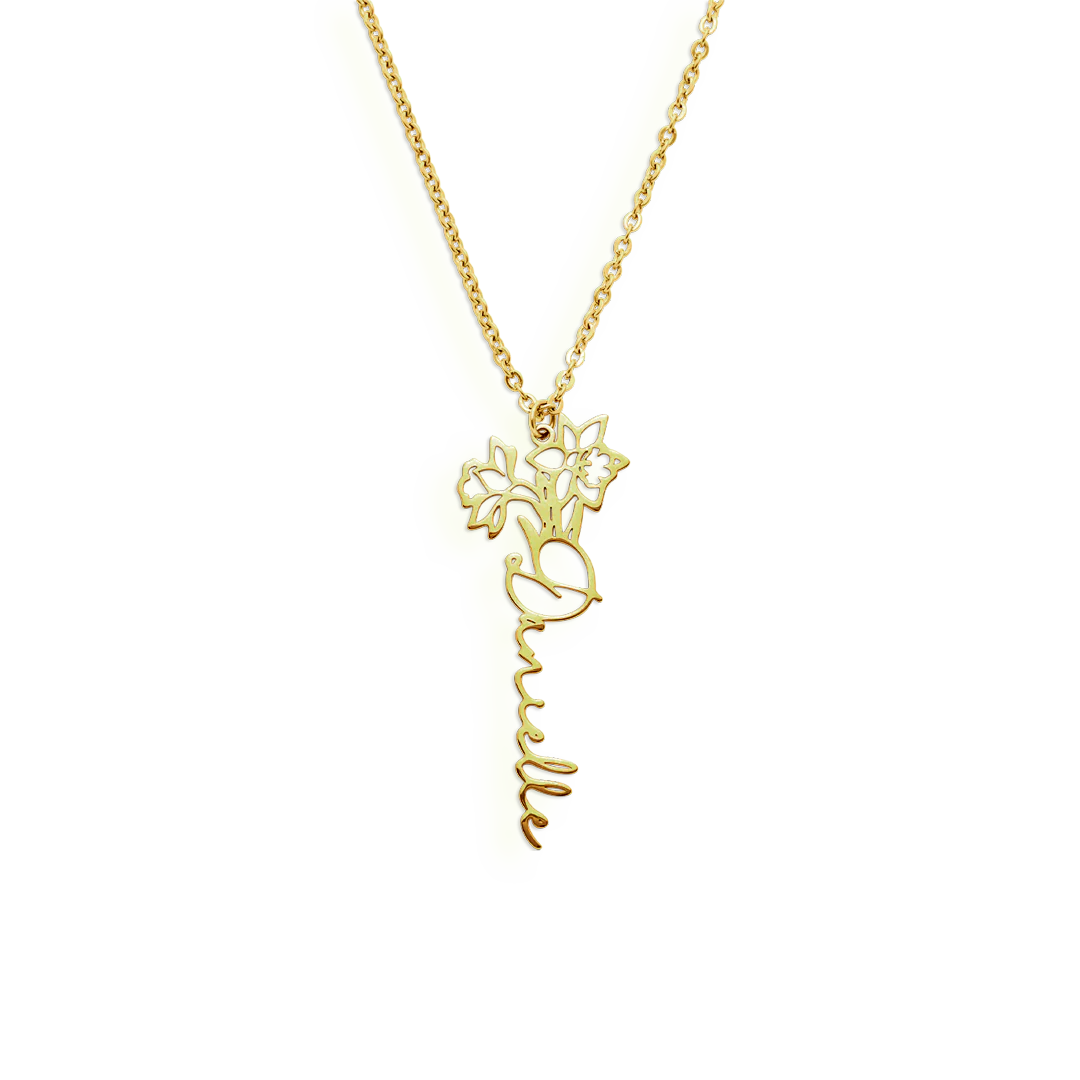 Birth Flower Name Necklace