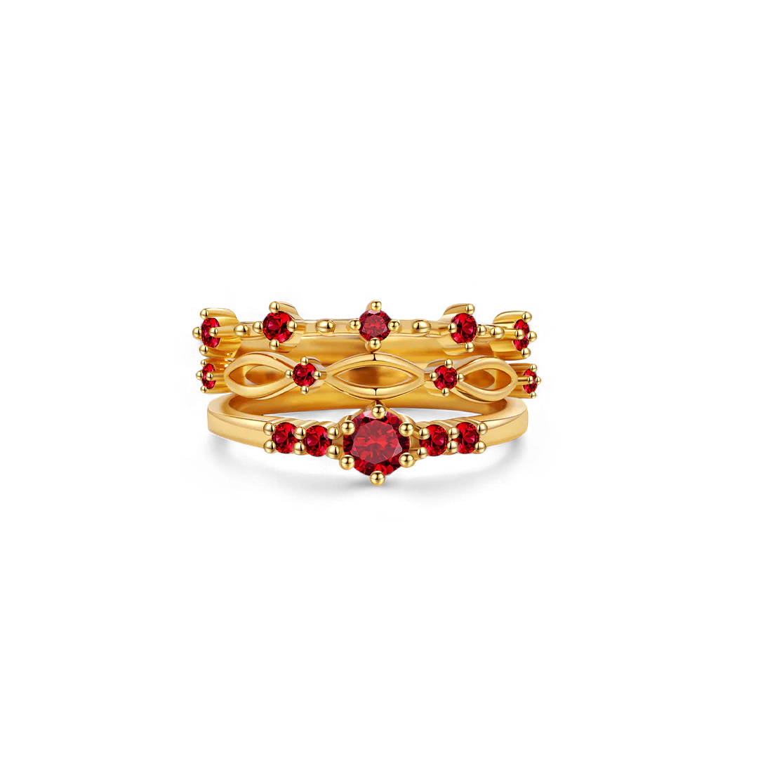 Braided Birthstone Stacking Ring Set