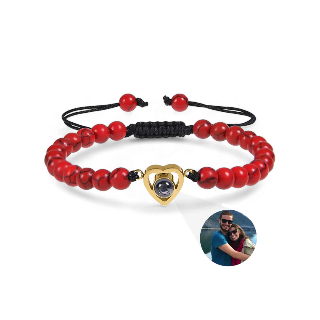 Beaded Heart Photo Bracelet