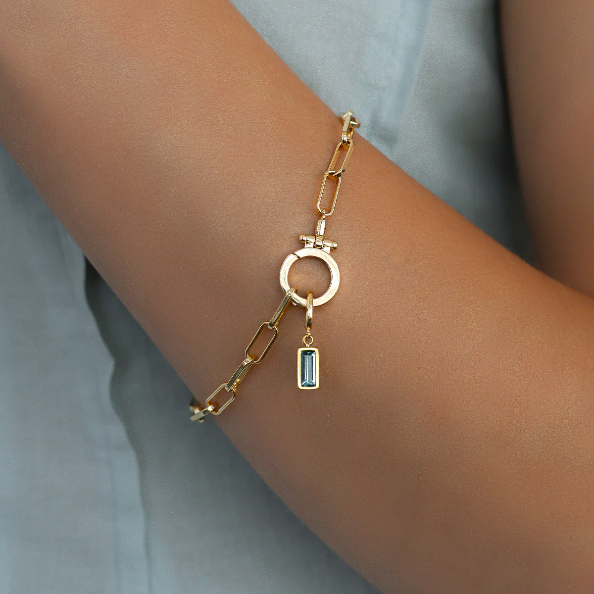 Dainty Baguette Birthstone Charm