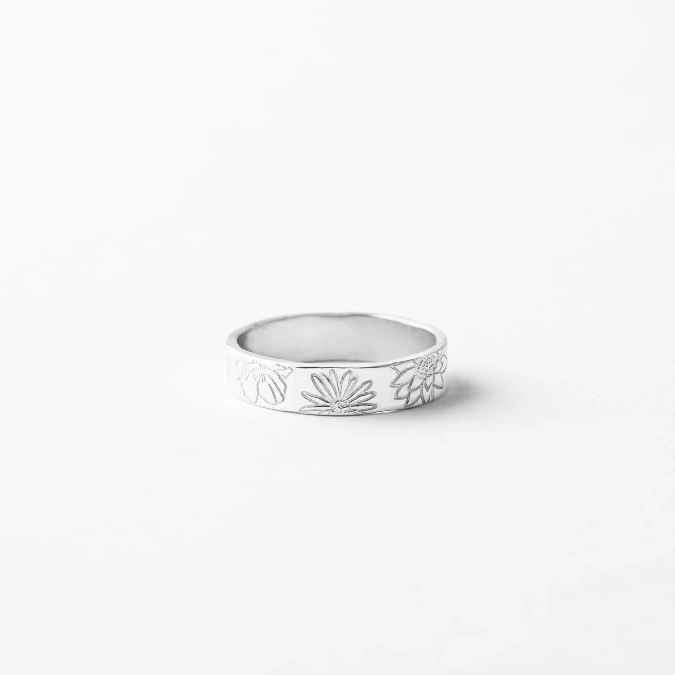 Personalized Stamped Flower Ring