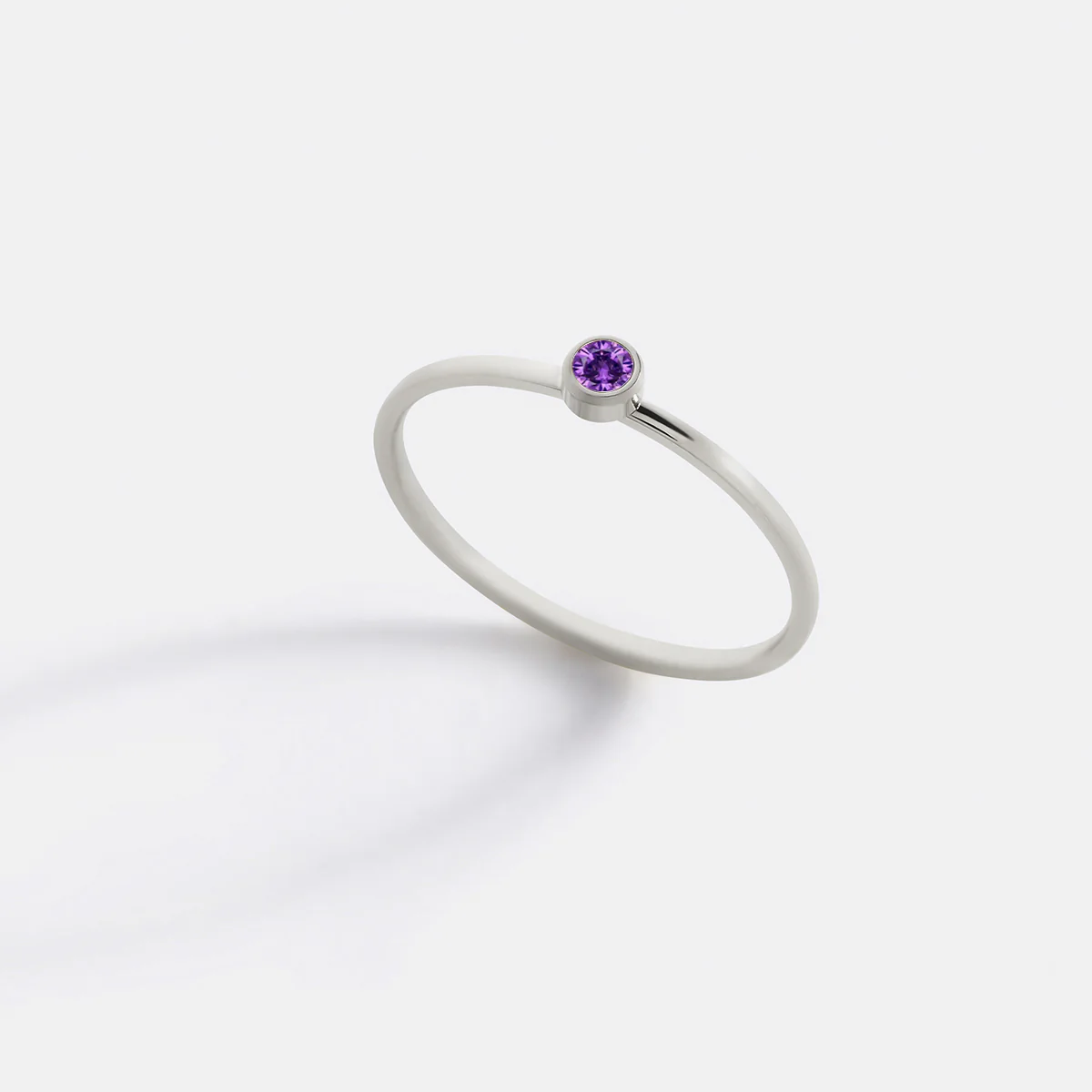 Minimalist Bezel-Set June Birthstone Stacking Band