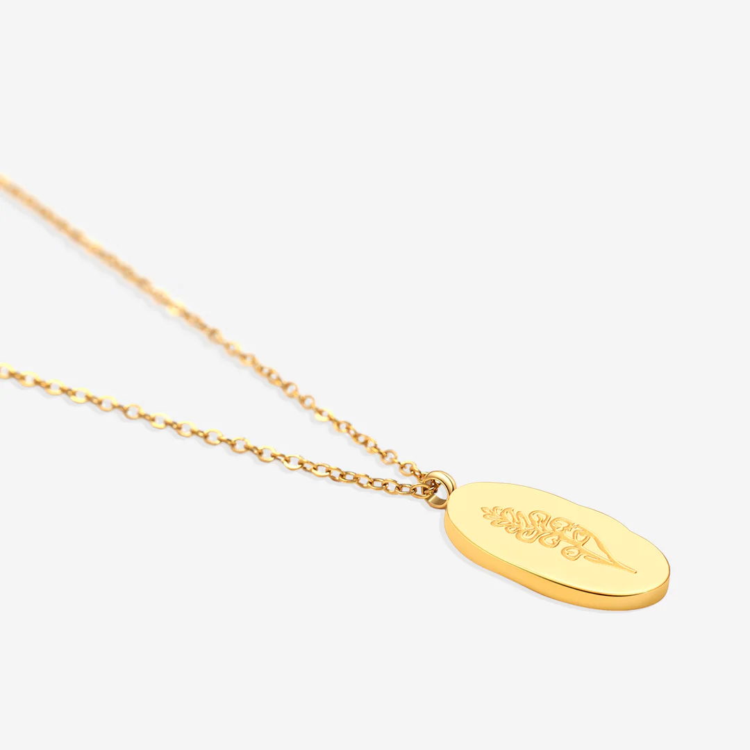 Gold Birth Flower Pendant Necklace