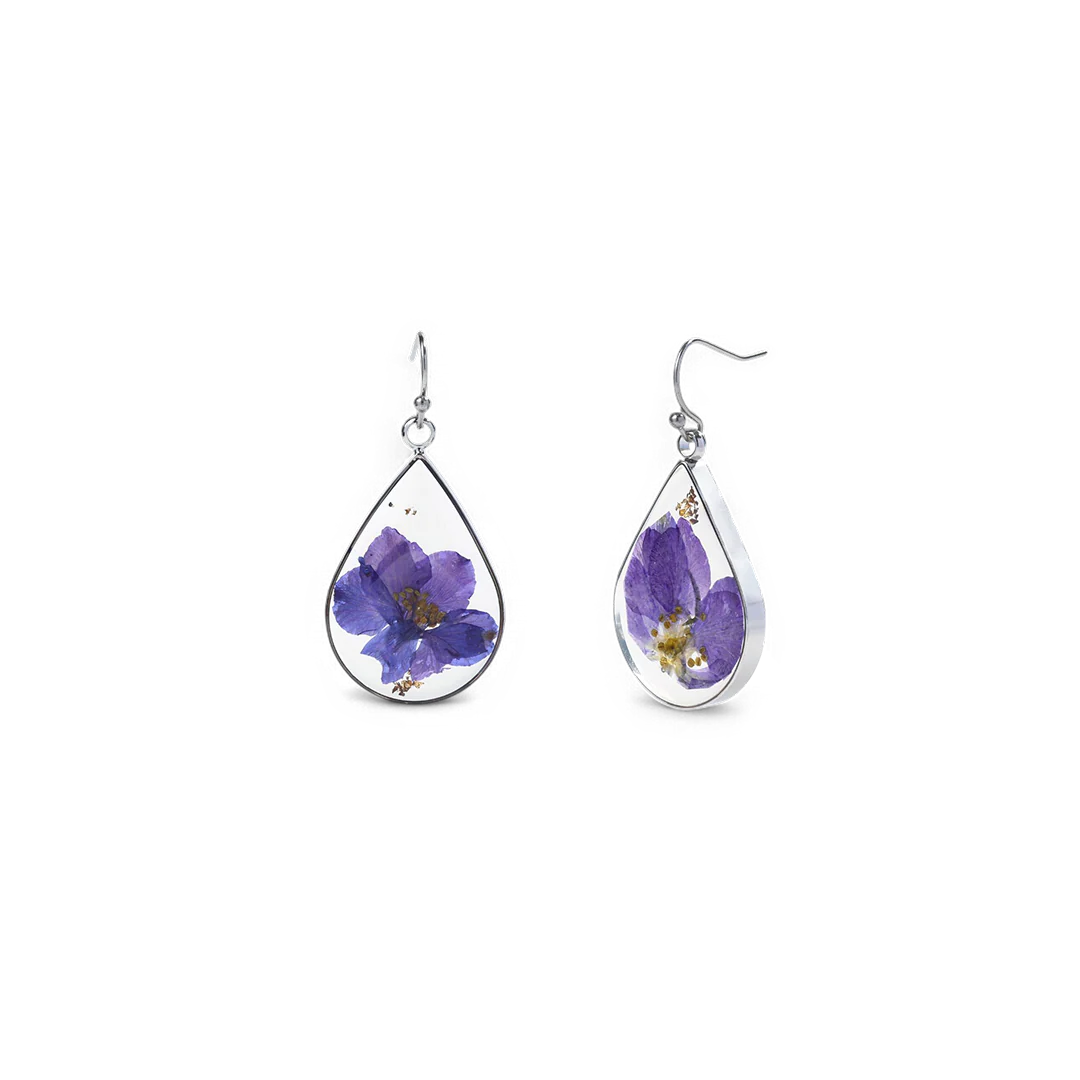 Pressed Birth Flower Earrings