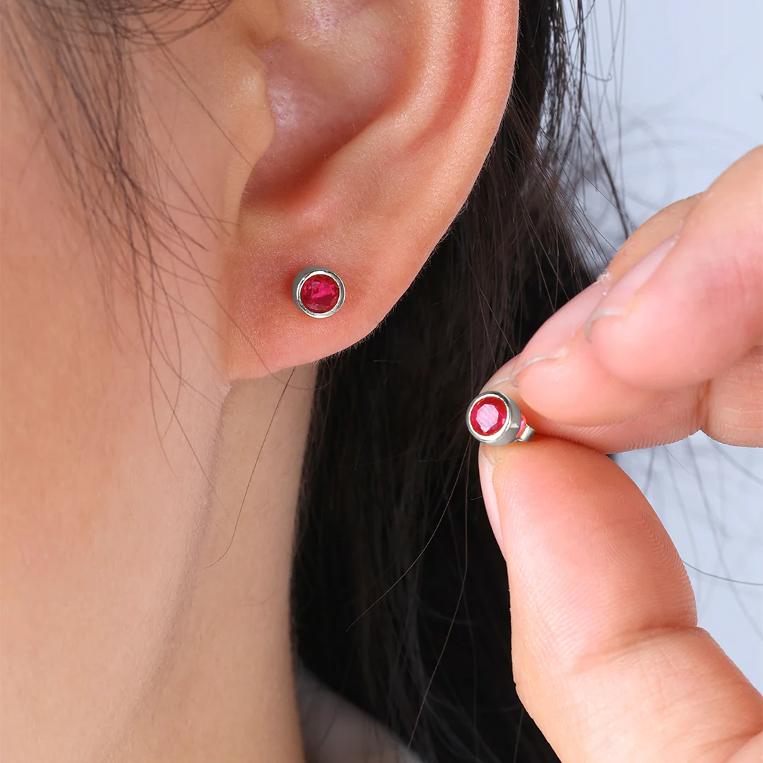 Birthstone Bezel Studs