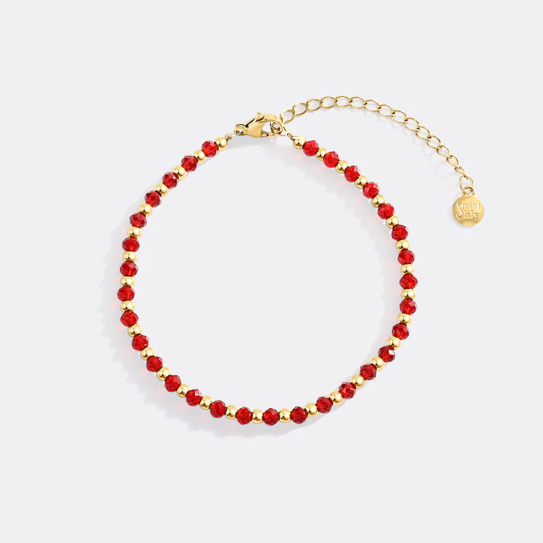 Birthstone and Gold Bead Bracelet