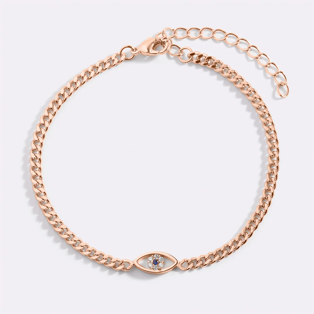 Dainty Cuban Link Chain Evil Eye Bracelet
