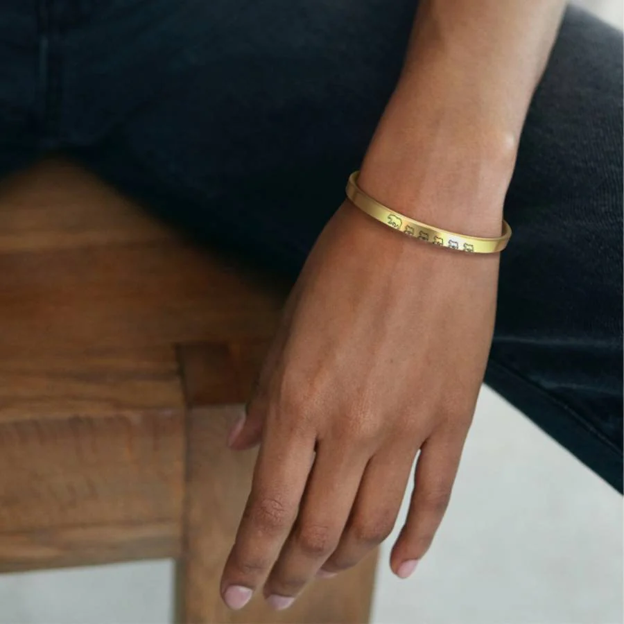 Mama Bear & Her Baby Bears Engraved Cuff Bracelet