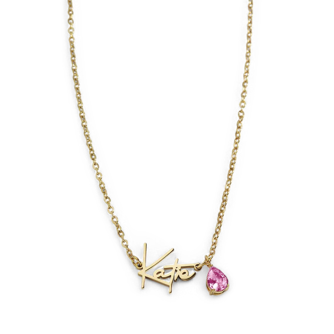 Handmade Birthstone Name Necklace