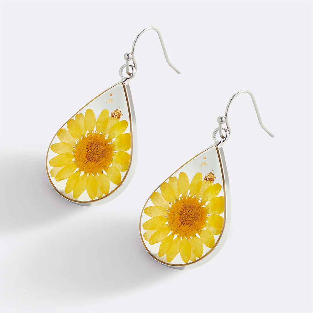 Pressed Birth Flower Earrings
