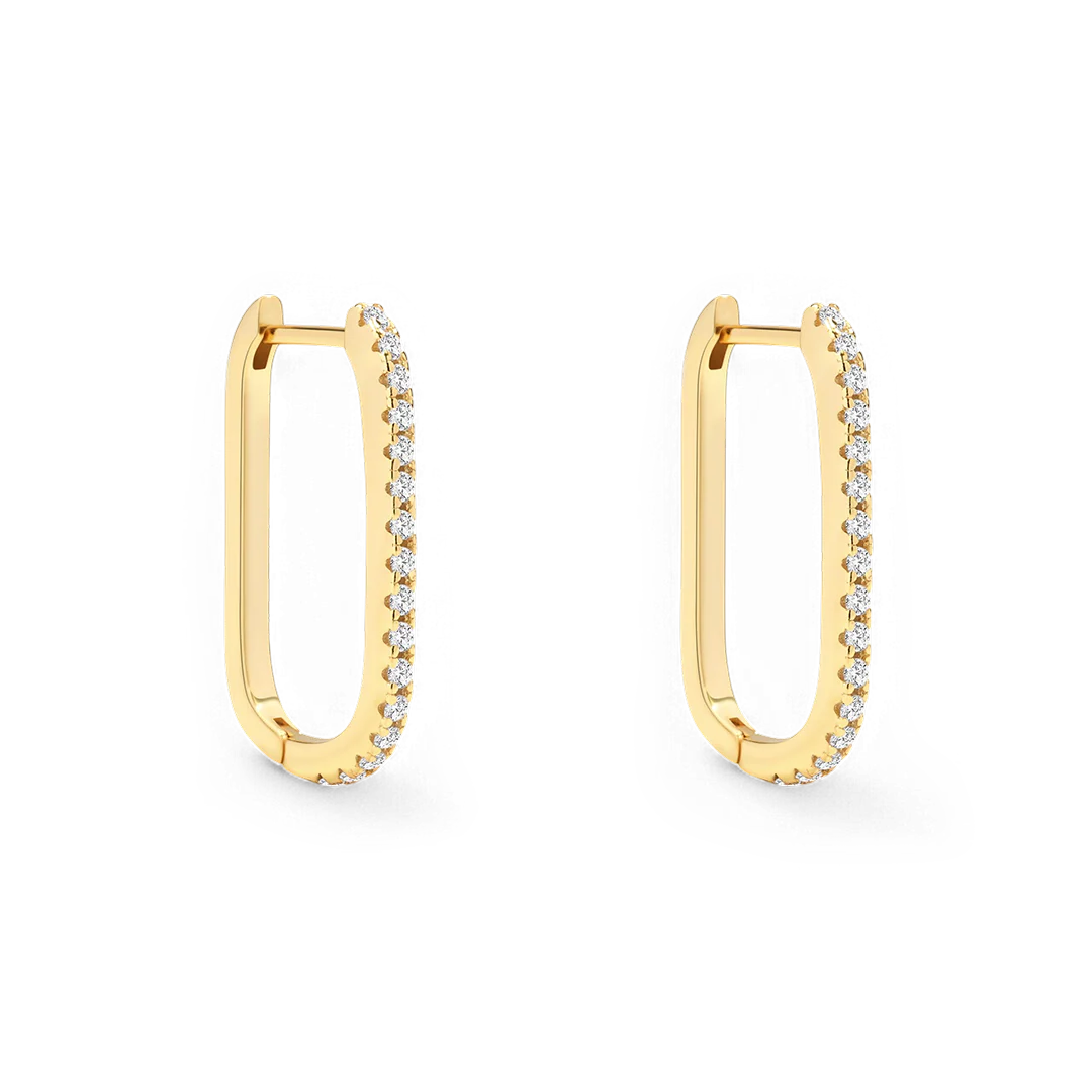 Square Pave Hoop Earrings