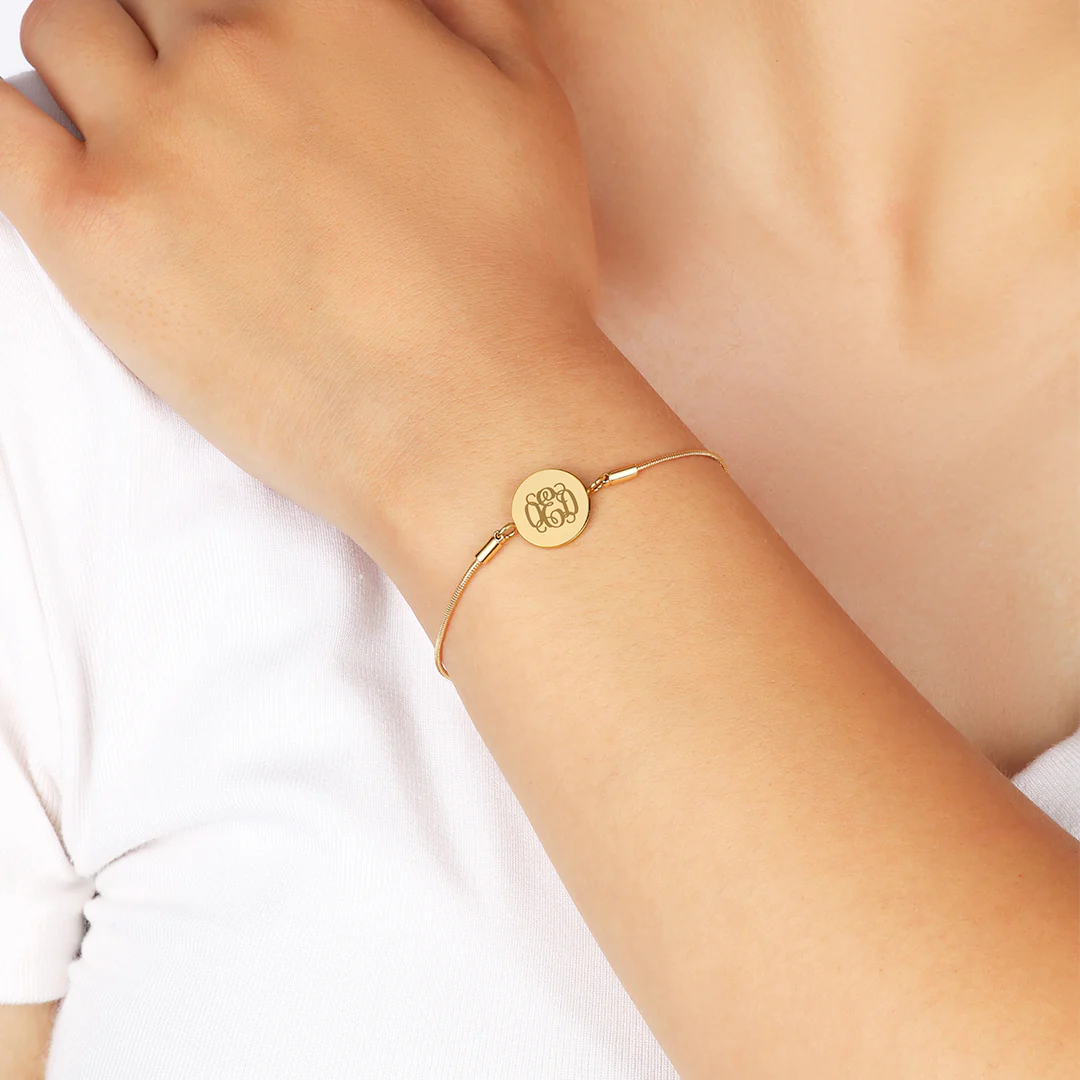 Monogram Initial Disc Bracelet