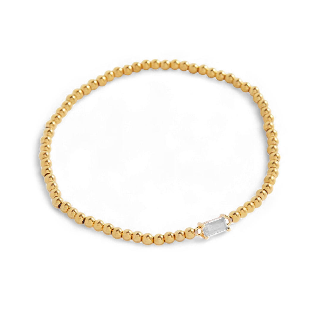 Gold Beaded Birthstone Bracelet