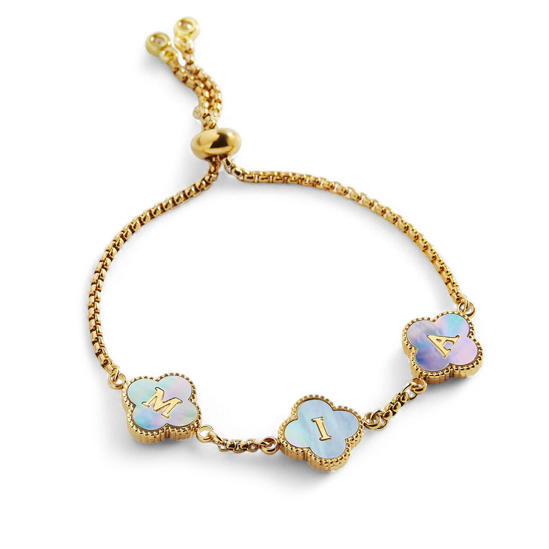 Colorful Clover Custom Name Bracelet