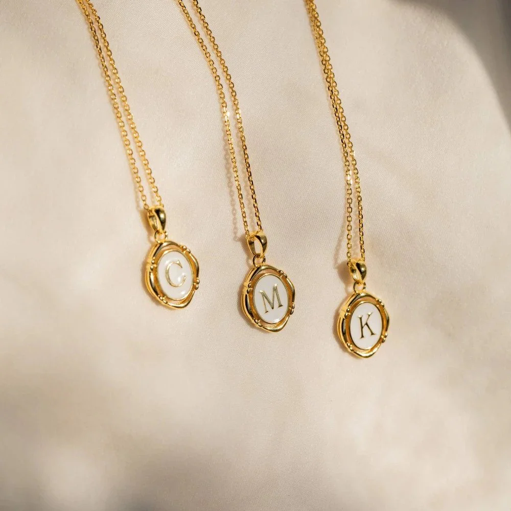 Enamel Initial Pendant Necklace