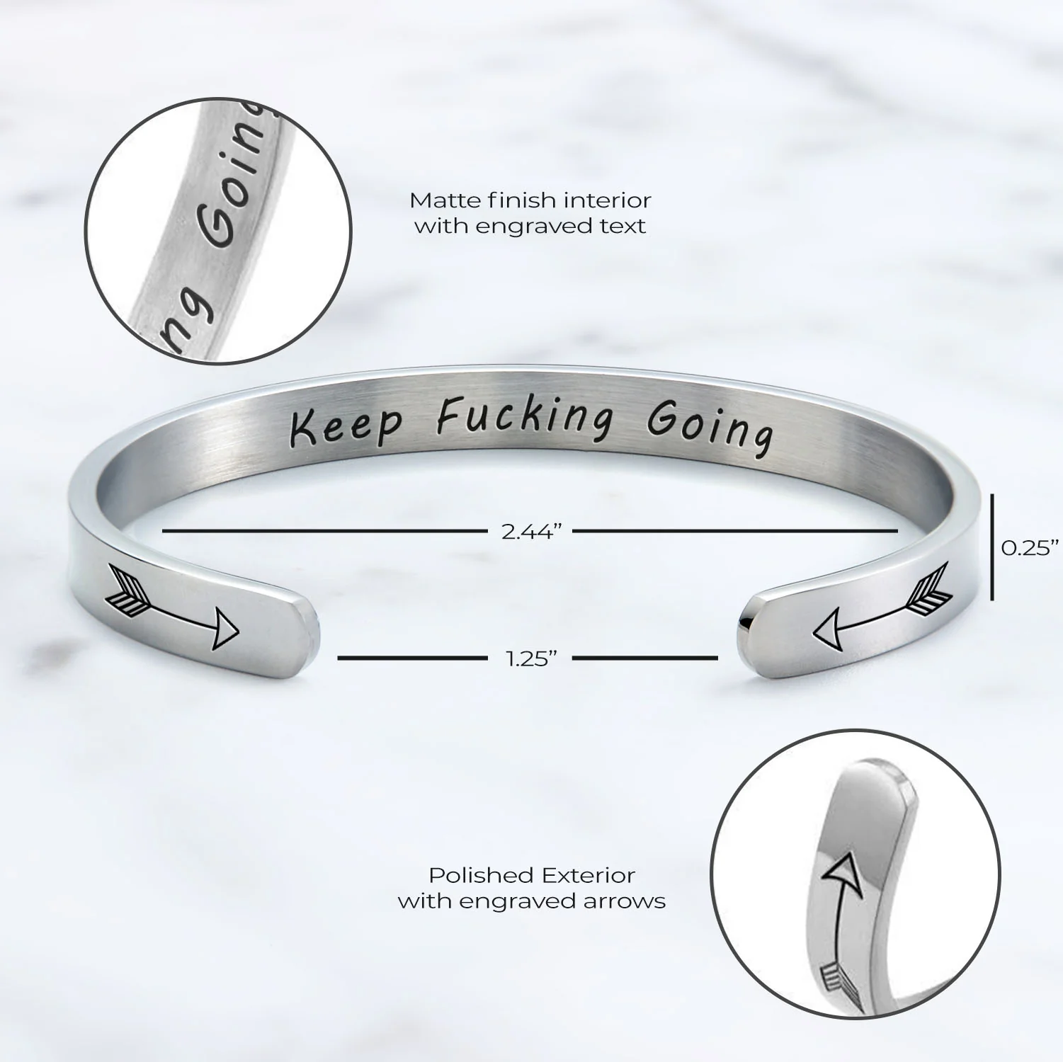 Keep Fucking Going Personalizable Cuff Bracelet