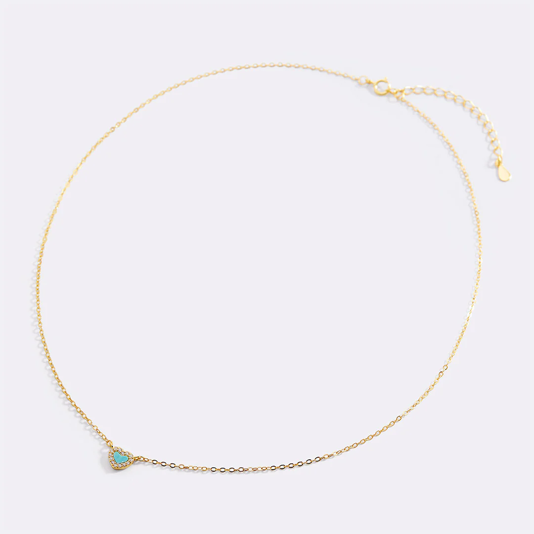 Tiny Turquoise Heart Choker