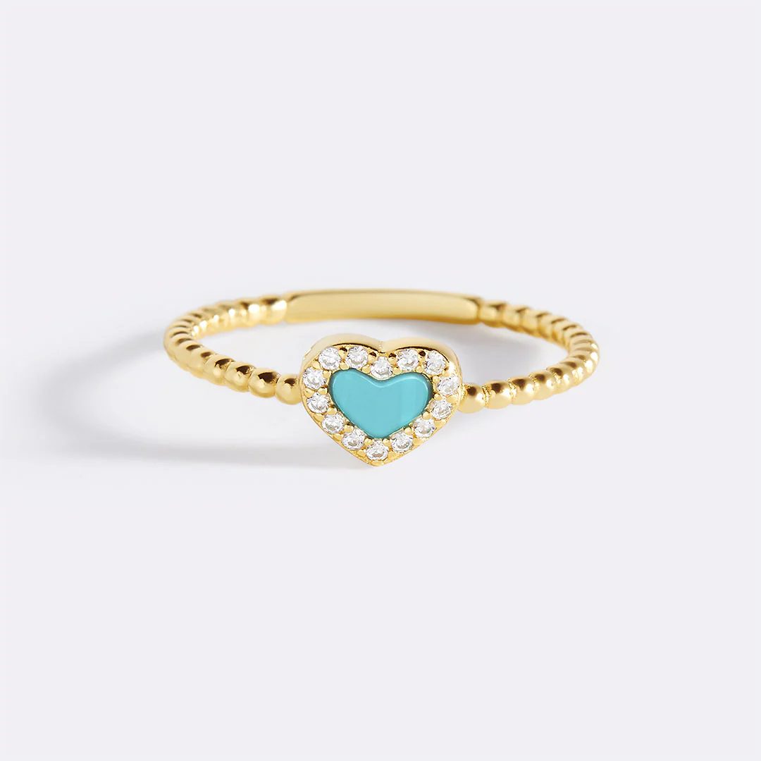 Tiny Gemstone Heart Stacking Ring