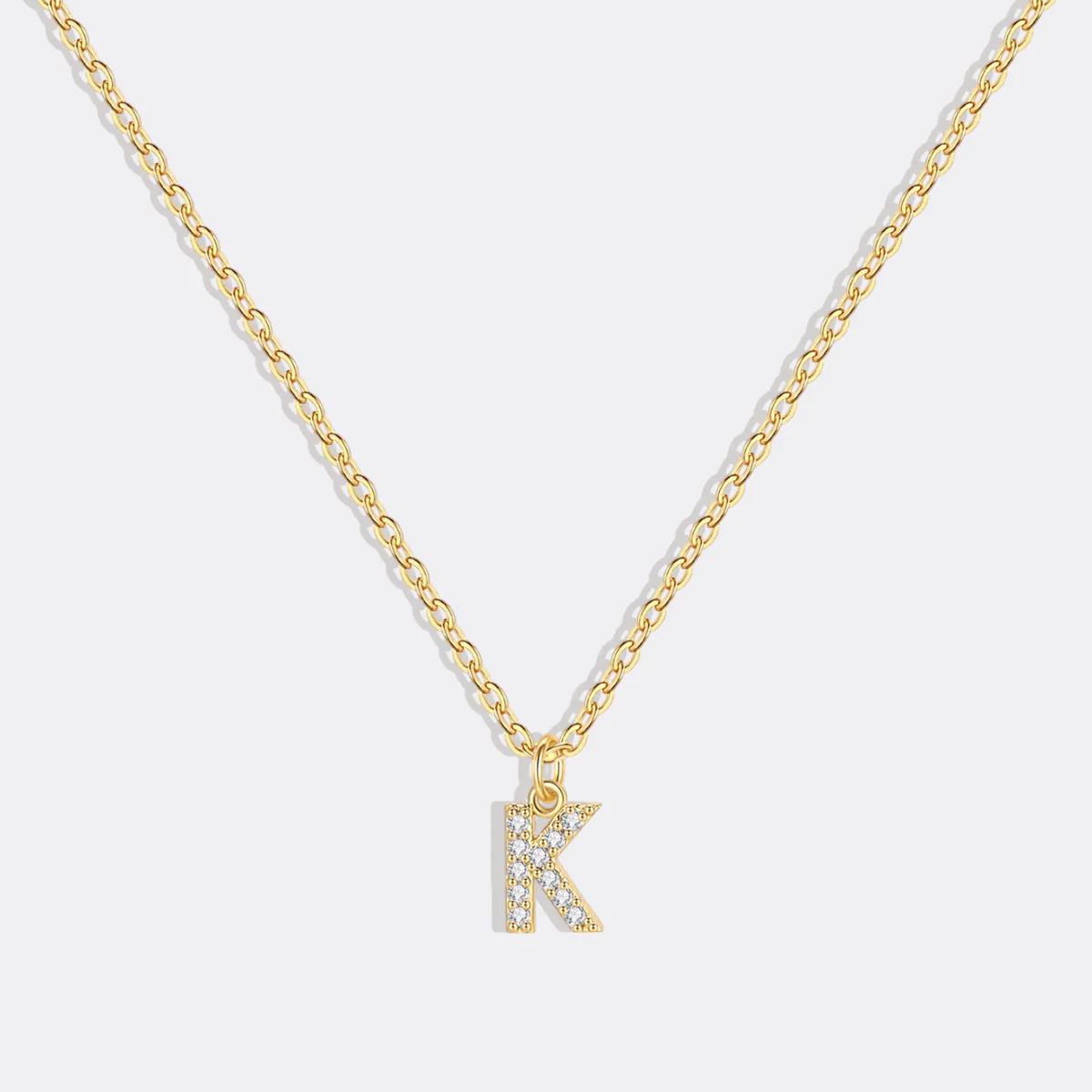 Gold Pavé Uppercase Initial Necklace