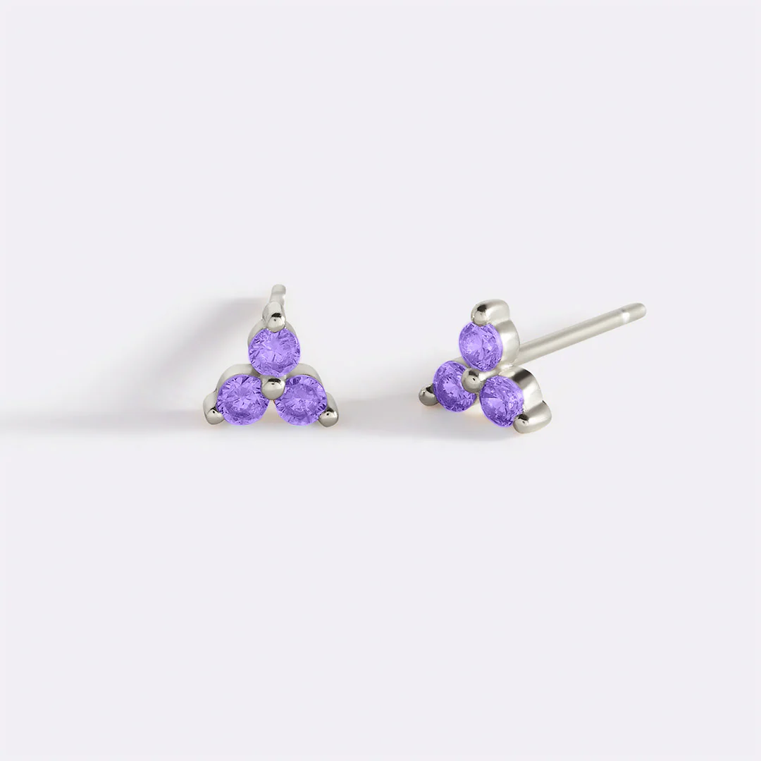 Trinity Birthstone Stud Earrings