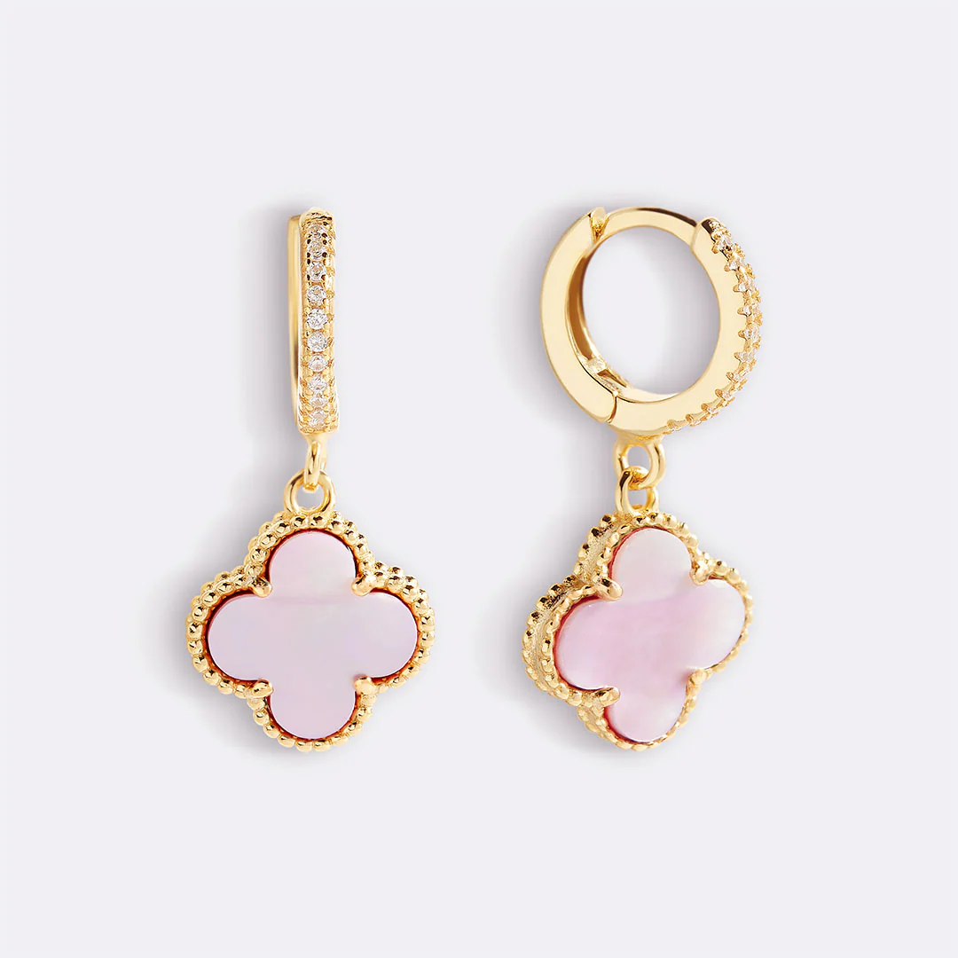 Pave Clover Drop Earrings