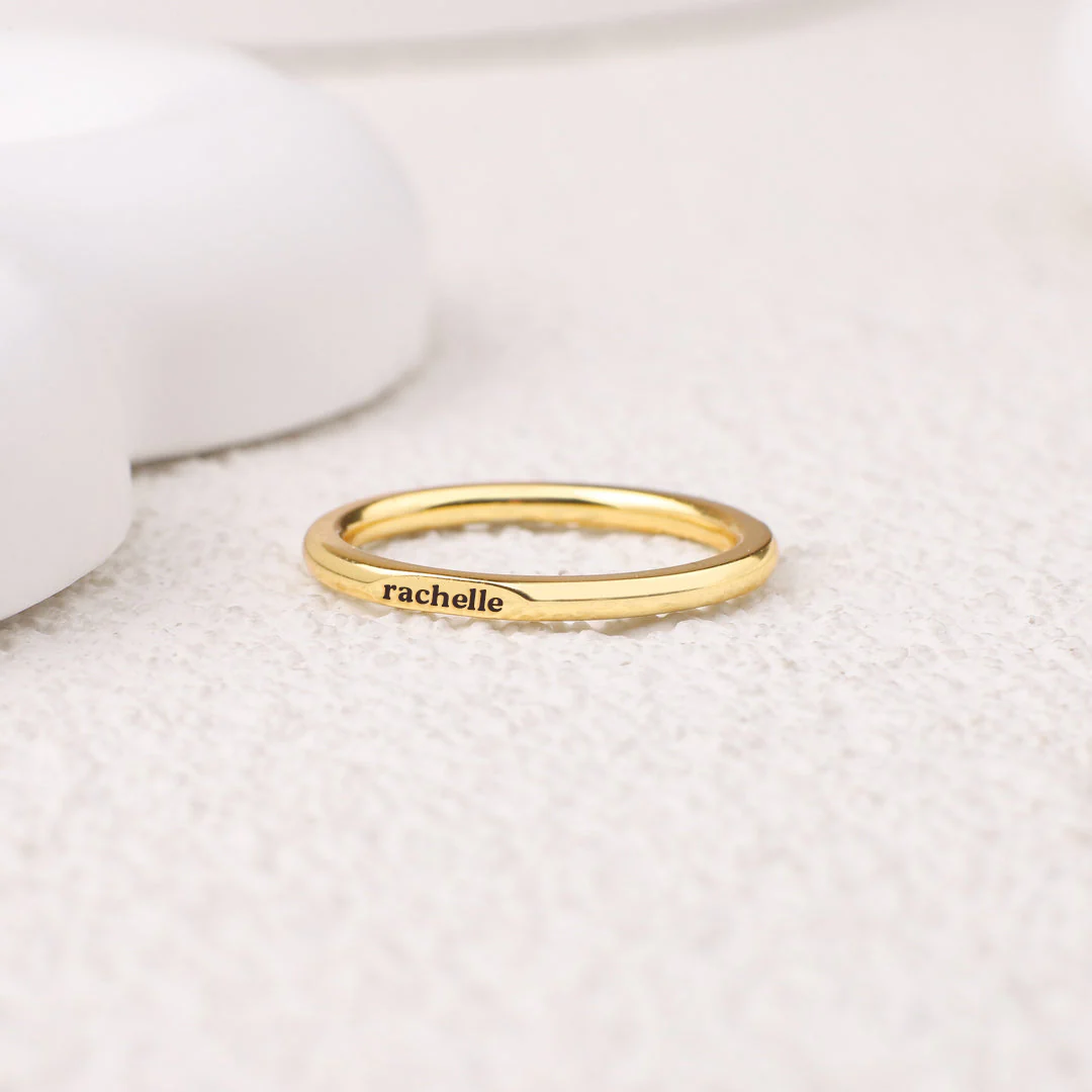 Sterling Silver Flat Top Super Tiny Stackable Name Ring