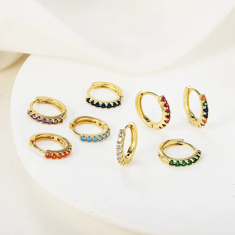 Gemstone Sleeper Huggie Hoop Earrings